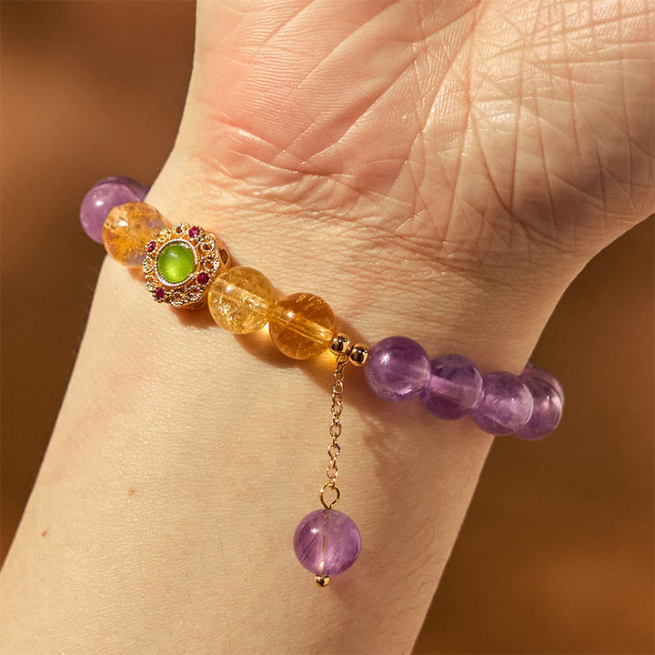 Buddha Stones Natural Amethyst Meditation Balance Bracelet