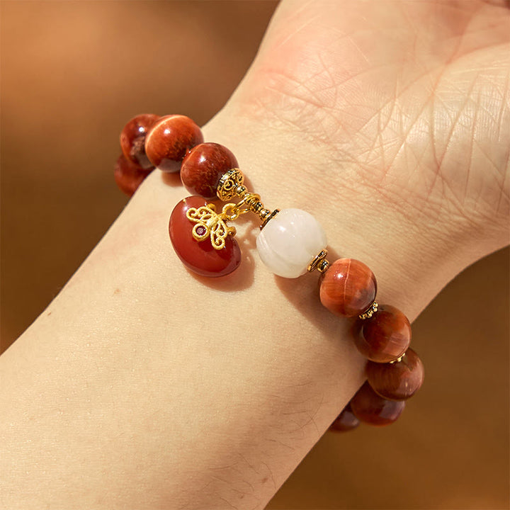 Buddha Stones Natural Red Tiger Eye Pumpkin Calm Bracelet