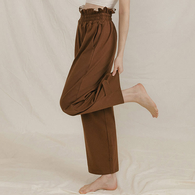 Buddha Stones Casual Buckle Loose Women's Spandex Pants With Pockets - image 6