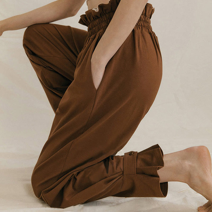 Buddha Stones Casual Buckle Loose Women's Spandex Pants With Pockets - image 7