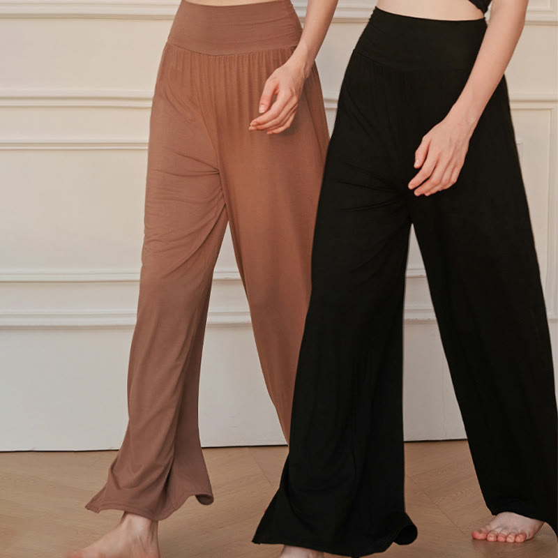 Buddha Stones Casual Plain High Waist Elastic Women's Cotton Wide Leg Pants - image 15