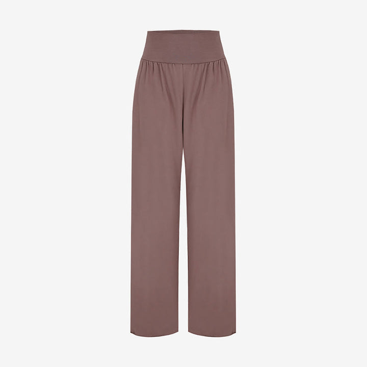 Buddha Stones Casual Loose Tie-down Hem Plain High Waist Women's Leica Pants With Pockets - image 35