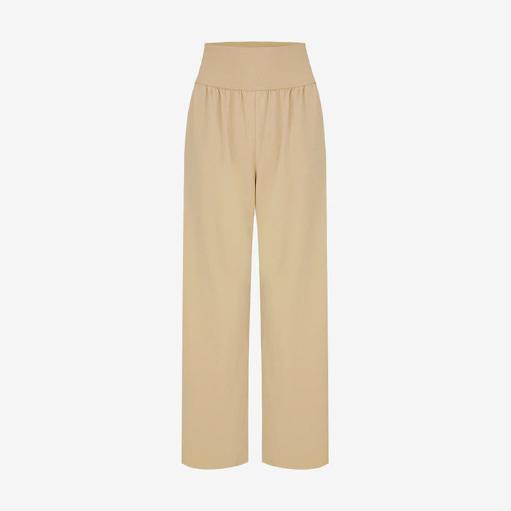 Buddha Stones Casual Loose Tie-down Hem Plain High Waist Women's Leica Pants With Pockets - image 24