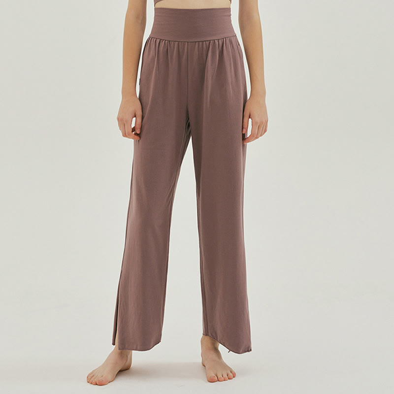 Buddha Stones Casual Loose Tie-down Hem Plain High Waist Women's Leica Pants With Pockets - RosyBrown - US4，UK/AU8，EU36 (L) - image 28