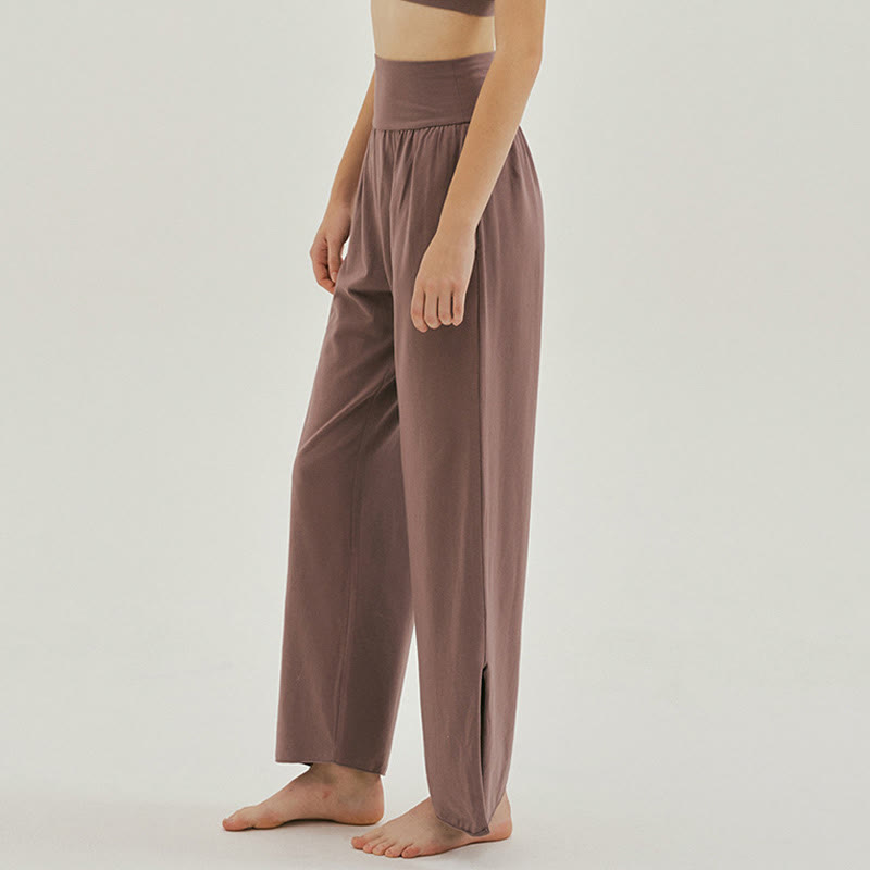 Buddha Stones Casual Loose Tie-down Hem Plain High Waist Women's Leica Pants With Pockets - image 32