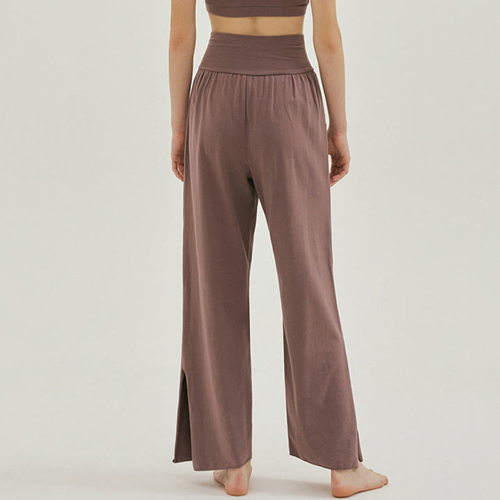 Buddha Stones Casual Loose Tie-down Hem Plain High Waist Women's Leica Pants With Pockets - image 29