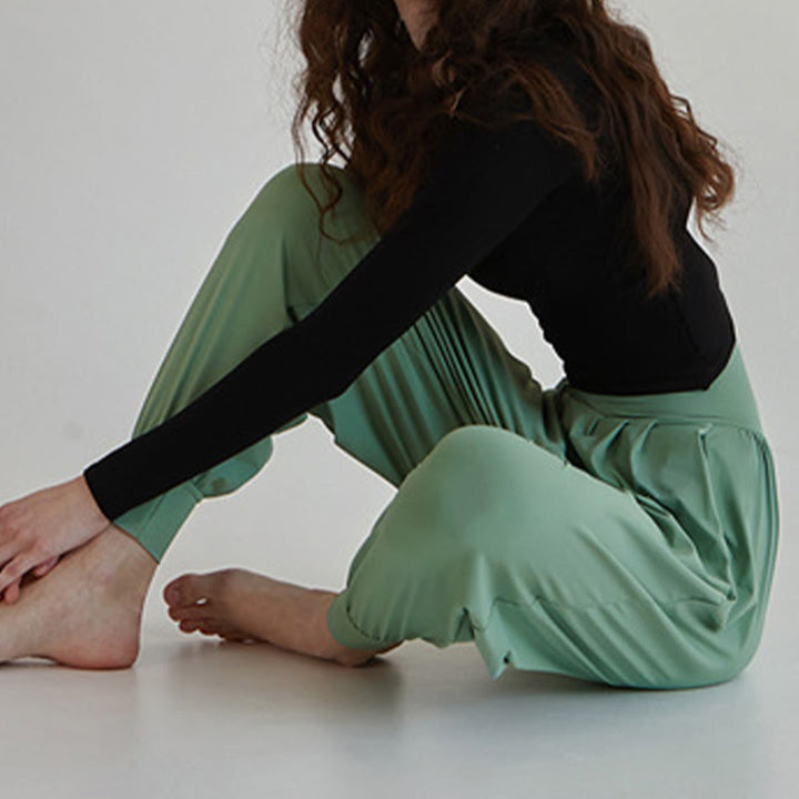Buddha Stones Casual Plain High Waist Quick Drying Women's Leica Pants With Pockets - image 36