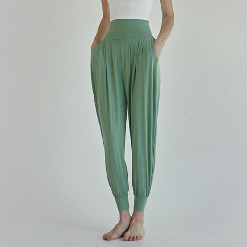 Buddha Stones Casual Plain High Waist Quick Drying Women's Leica Pants With Pockets - image 33