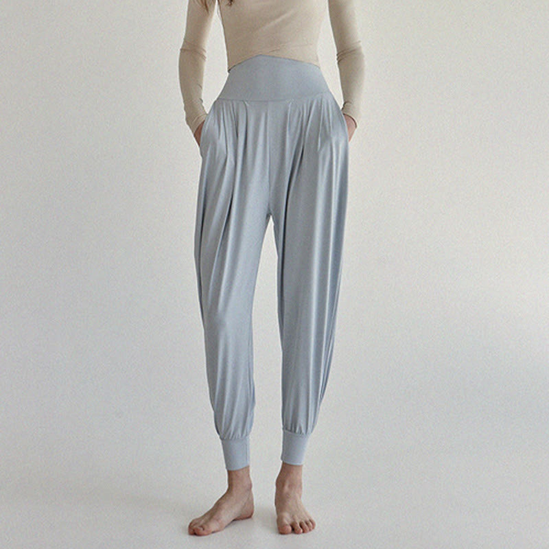 Buddha Stones Casual Plain High Waist Quick Drying Women's Leica Pants With Pockets - image 14
