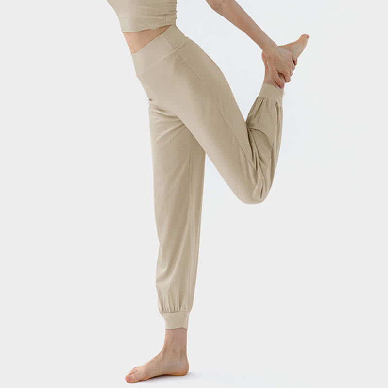 Buddha Stones Casual Plain High Waist Quick Drying Women's Leica Pants - Wheat - US4，UK/AU8，EU36 (L) - image 7