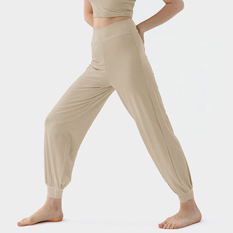 Buddha Stones Casual Plain High Waist Quick Drying Women's Leica Pants