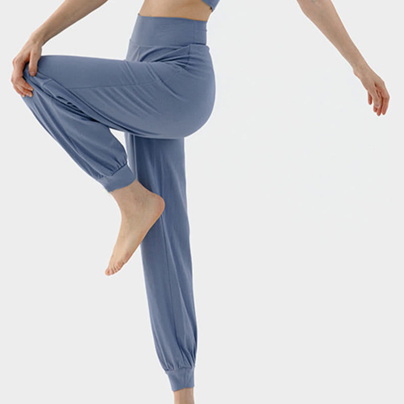 Buddha Stones Casual Plain High Waist Quick Drying Women's Leica Pants