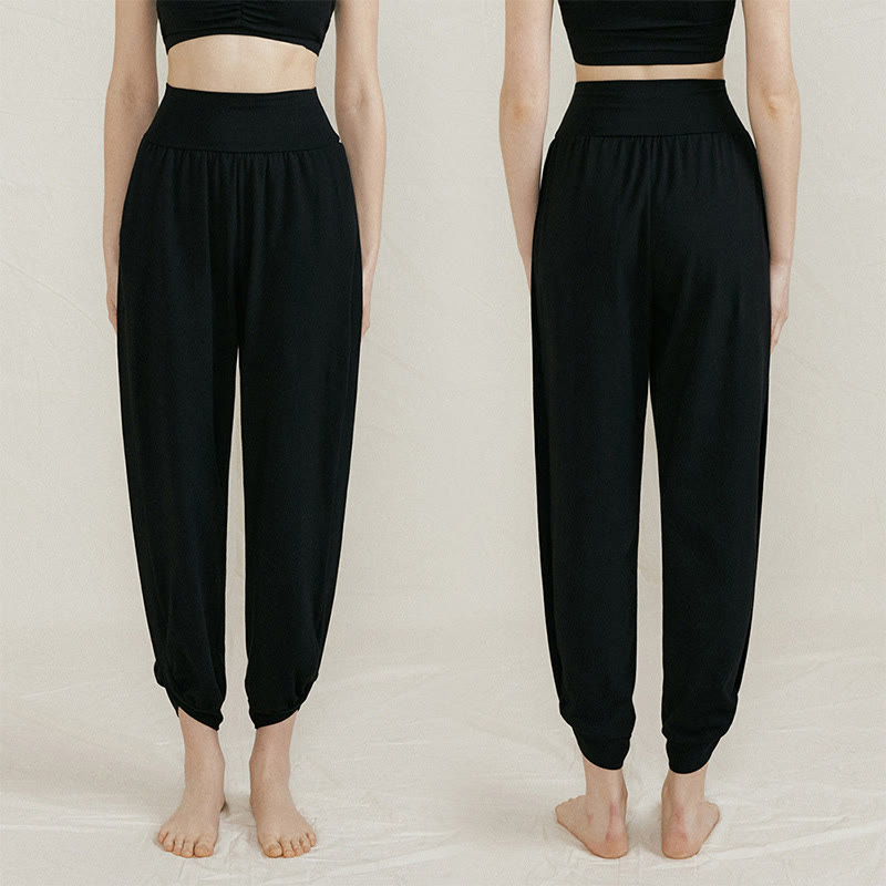 Buddha Stones Casual Plain High Waist Side Fold Quick Drying Women's Cotton Pants With Pockets - image 15