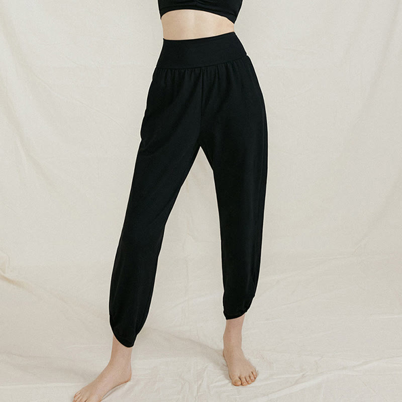 Buddha Stones Casual Plain High Waist Side Fold Quick Drying Women's Cotton Pants With Pockets - image 18