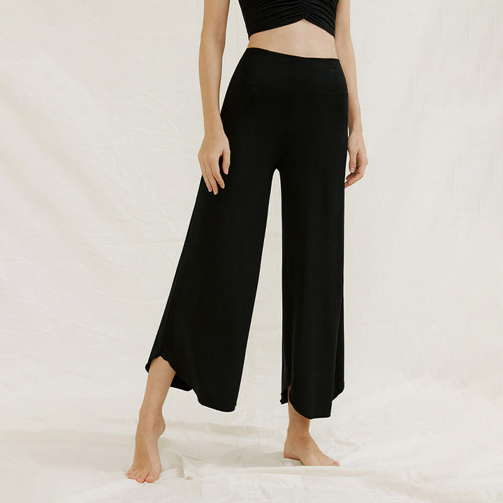 Buddha Stones Casual Plain Loose Irregular Geometric Hem Women's Leica Wide Leg Pants - image 27