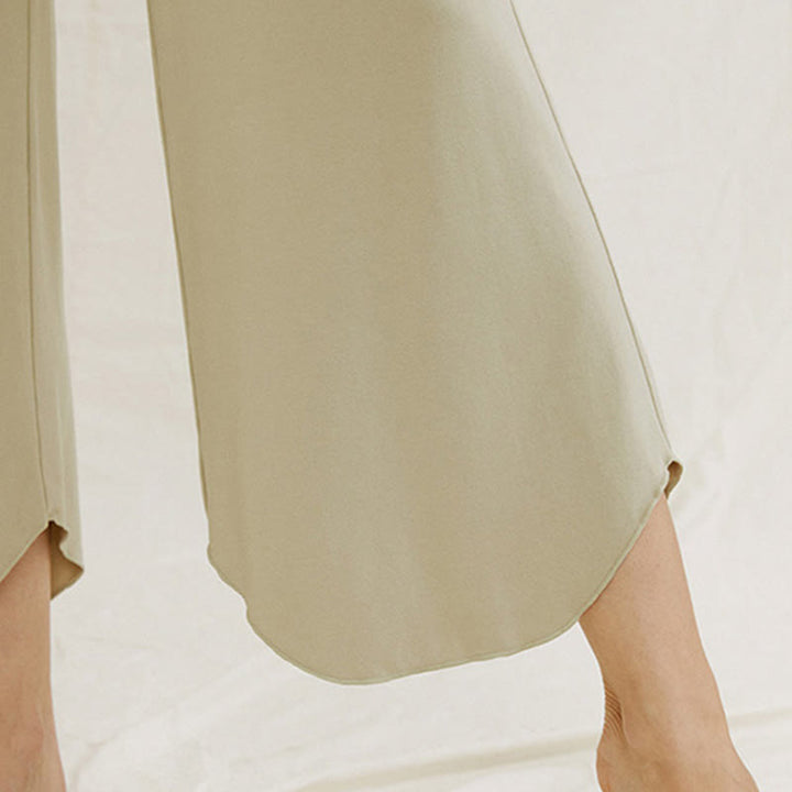 Buddha Stones Casual Plain Loose Irregular Geometric Hem Women's Leica Wide Leg Pants - image 21