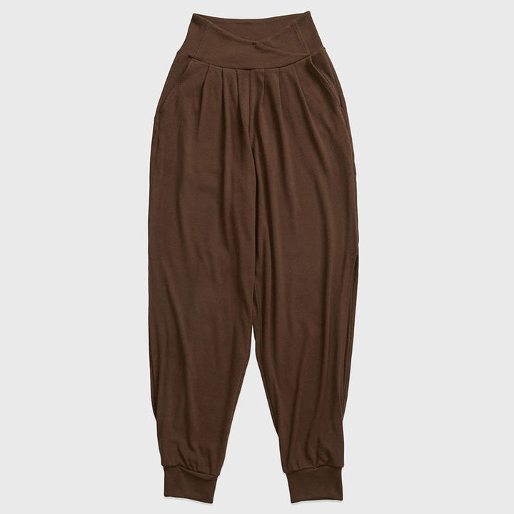 Buddha Stones Casual Plain Threaded Slit Hem Women's Spandex Pants With Pockets - SaddleBrown - US6，UK/AU10，EU38 (XL) - image 11