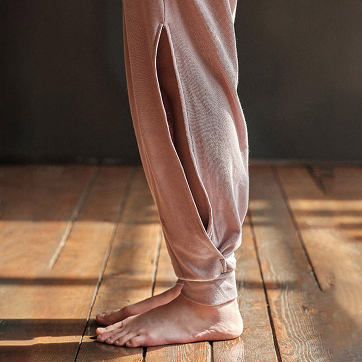 Buddha Stones Casual Plain Threaded Slit Hem Women's Spandex Pants With Pockets - image 6