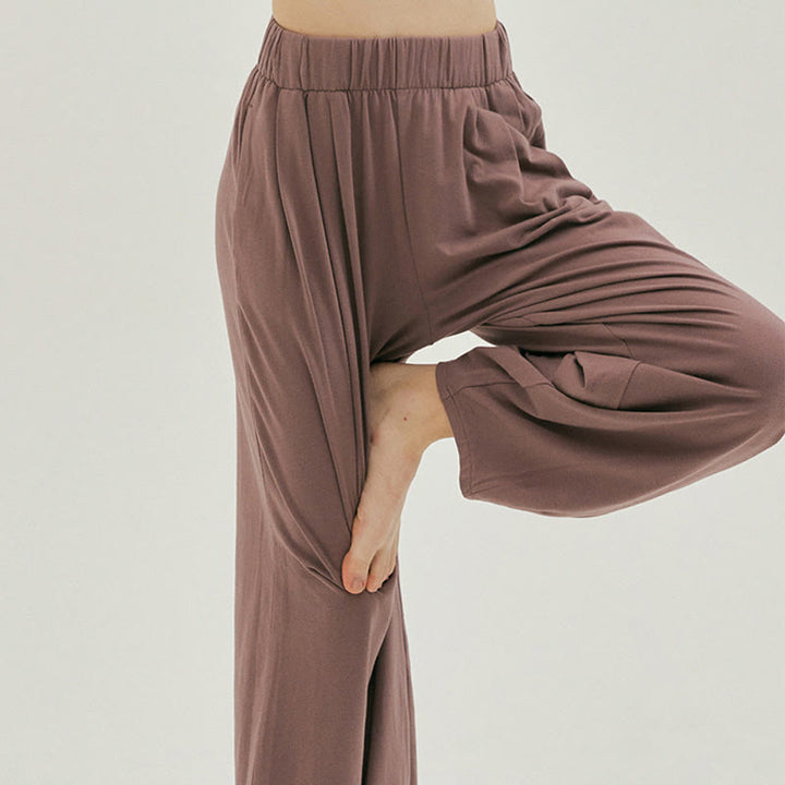 Buddha Stones Casual Plain Breathable Loose Women's Leica Harem Pants With Pockets - image 25