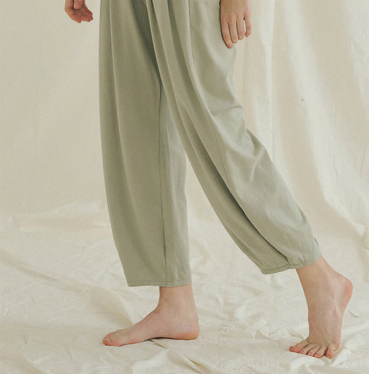 Buddha Stones Casual Plain Breathable Loose Women's Leica Harem Pants With Pockets - image 20