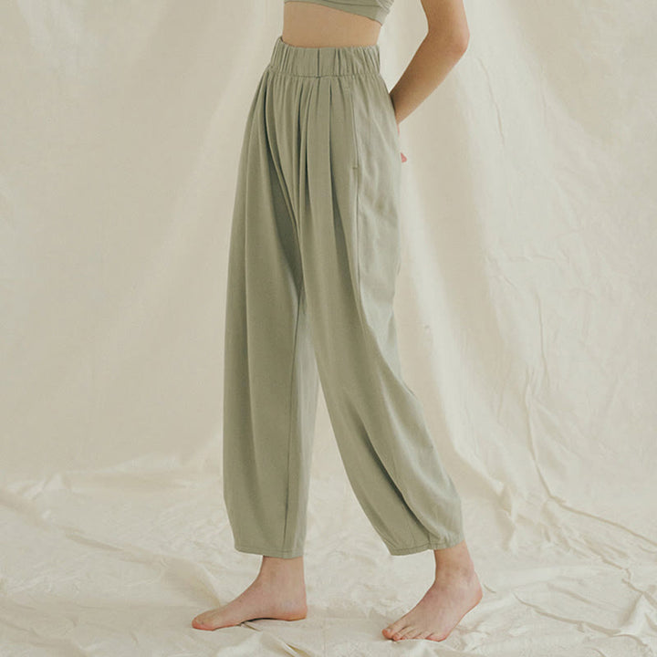 Buddha Stones Casual Plain Breathable Loose Women's Leica Harem Pants With Pockets - image 15