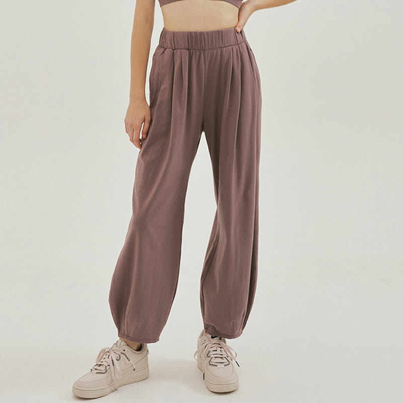 Buddha Stones Casual Plain Breathable Loose Women's Leica Harem Pants With Pockets - RosyBrown - US4，UK/AU8，EU36 (L) - image 21