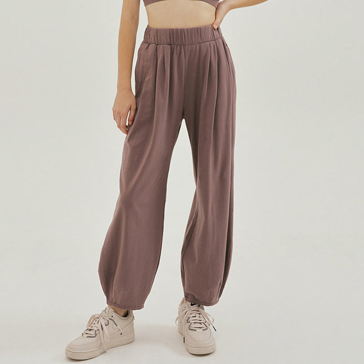Buddha Stones Casual Plain Breathable Loose Women's Leica Harem Pants With Pockets - RosyBrown - US4，UK/AU8，EU36 (L) - image 21