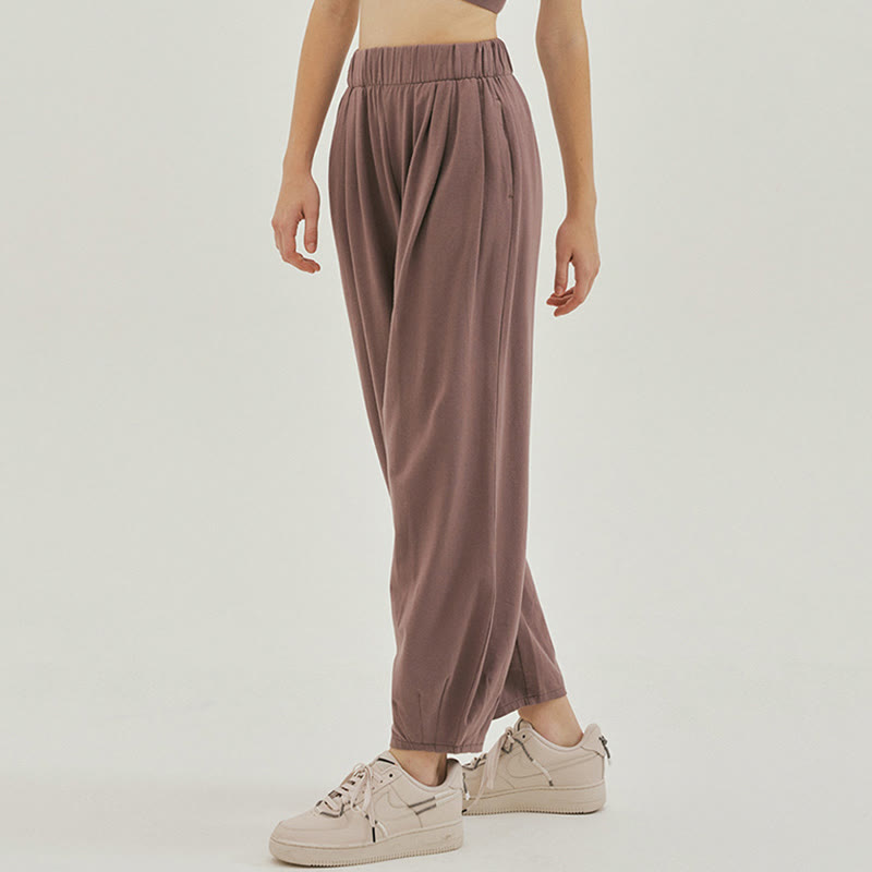 Buddha Stones Casual Plain Breathable Loose Women's Leica Harem Pants With Pockets - image 22