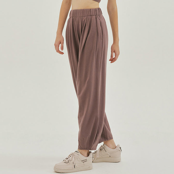 Buddha Stones Casual Plain Breathable Loose Women's Leica Harem Pants With Pockets - image 22