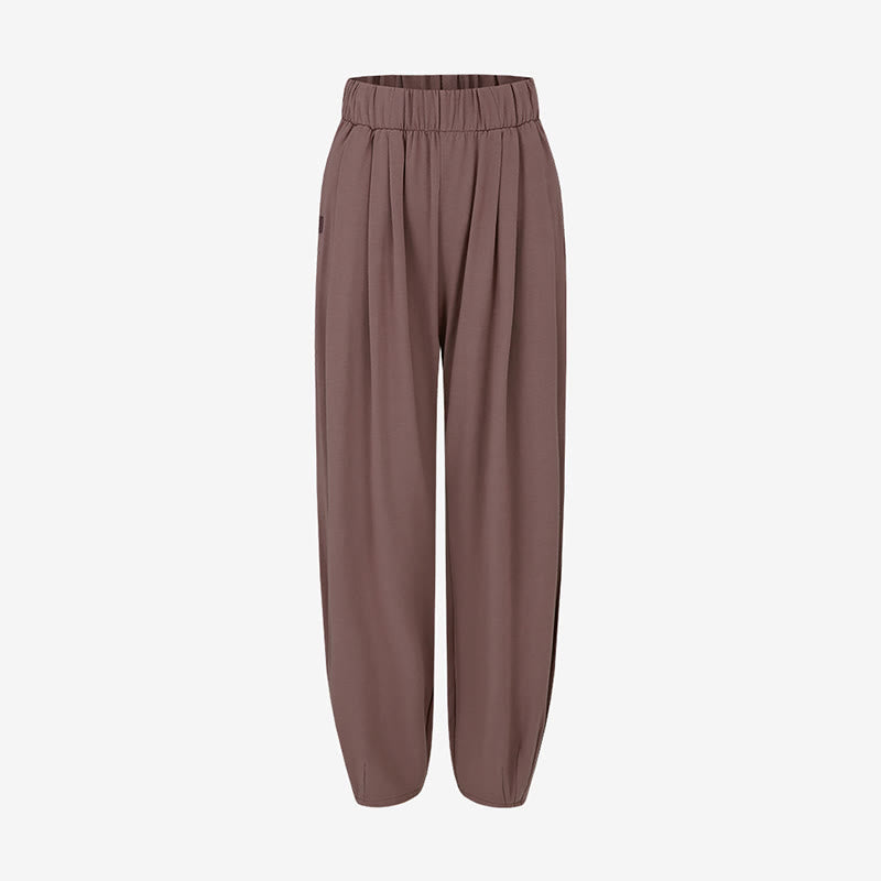 Buddha Stones Casual Plain Breathable Loose Women's Leica Harem Pants With Pockets - image 24