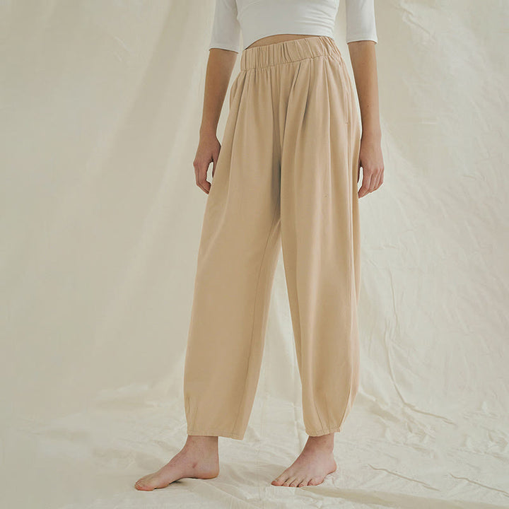 Buddha Stones Casual Plain Breathable Loose Women's Leica Harem Pants With Pockets - image 3