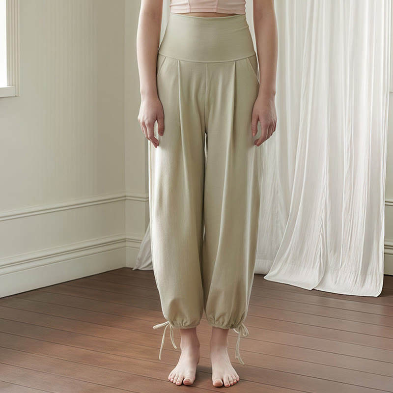 Buddha Stones Casual Plain Drawstring Hems Women's Leica Pants With Pockets - DarkSeaGreen - US4，UK/AU8，EU36 (L) - image 14