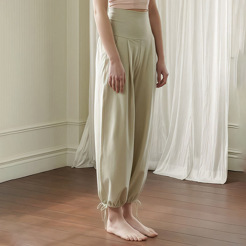 Buddha Stones Casual Plain Drawstring Hems Women's Leica Pants With Pockets - image 17