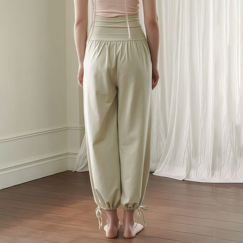 Buddha Stones Casual Plain Drawstring Hems Women's Leica Pants With Pockets - image 14