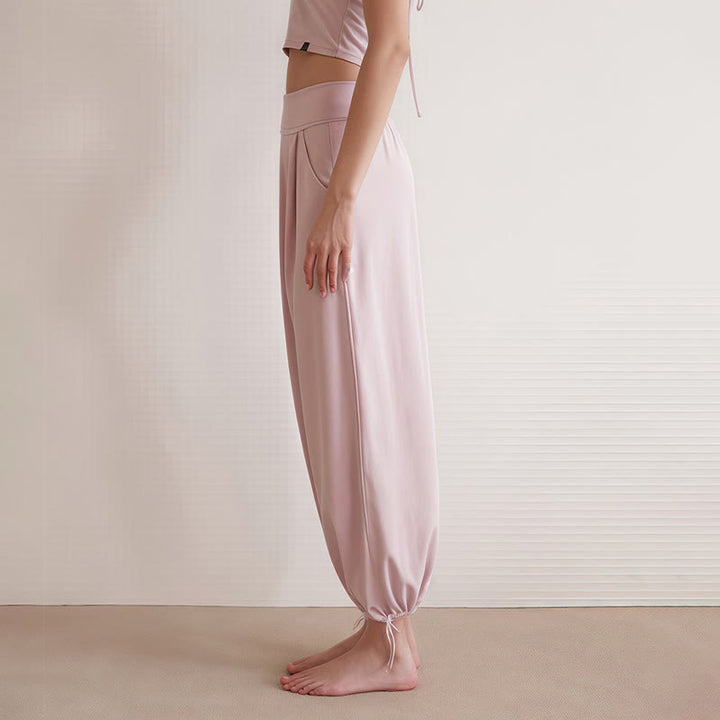 Buddha Stones Casual Plain Drawstring Hems Women's Leica Pants With Pockets - image 11