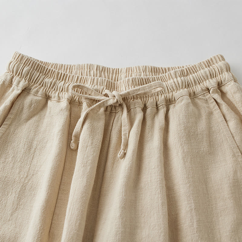 Buddha Stones Casual Plain Loose Straight Leg Women's Ramie Cotton Wide Leg Pants With Pockets - image 26