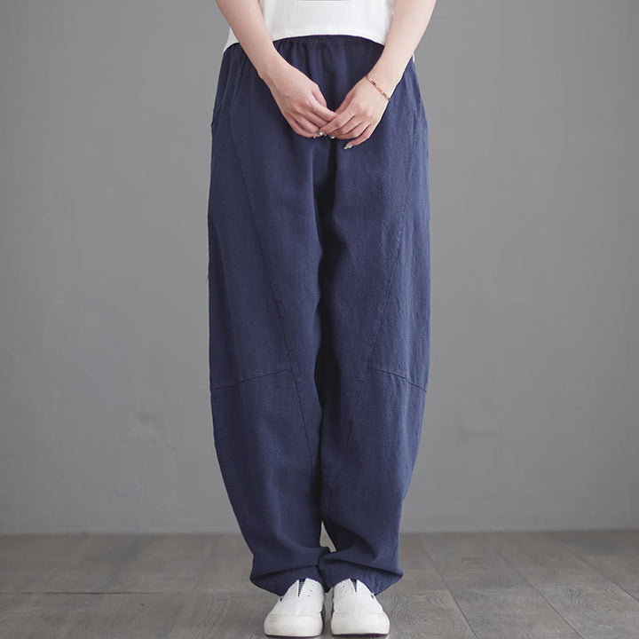 Buddha Stones Casual Plain Loose Women's Cotton Pants With Pockets - image 3