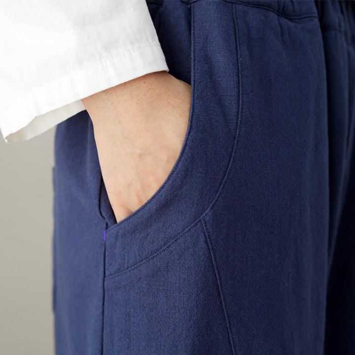 Buddha Stones Casual Plain Loose Women's Cotton Pants With Pockets - image 4