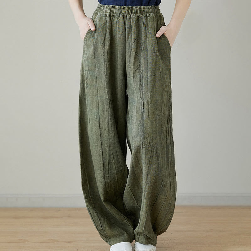 Buddha Stones Casual Plain Loose Tie-Dye Distressed Women's Ramie Pants With Pockets - SeaGreen - US8-10，UK/AU12-14，EU40-42 (XL) - image 11