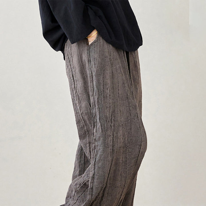 Buddha Stones Casual Plain Loose Tie-Dye Distressed Women's Ramie Pants With Pockets - image 27