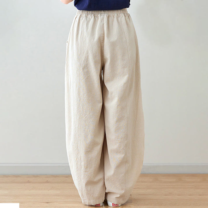 Buddha Stones Casual Plain Loose Rope Women's Cotton Linen Pants With Pockets - image 15