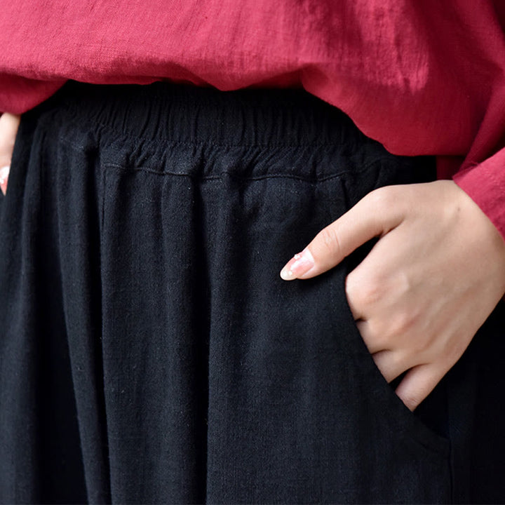 Buddha Stones Casual Plain Loose Women's Linen Pants With Pockets - image 15