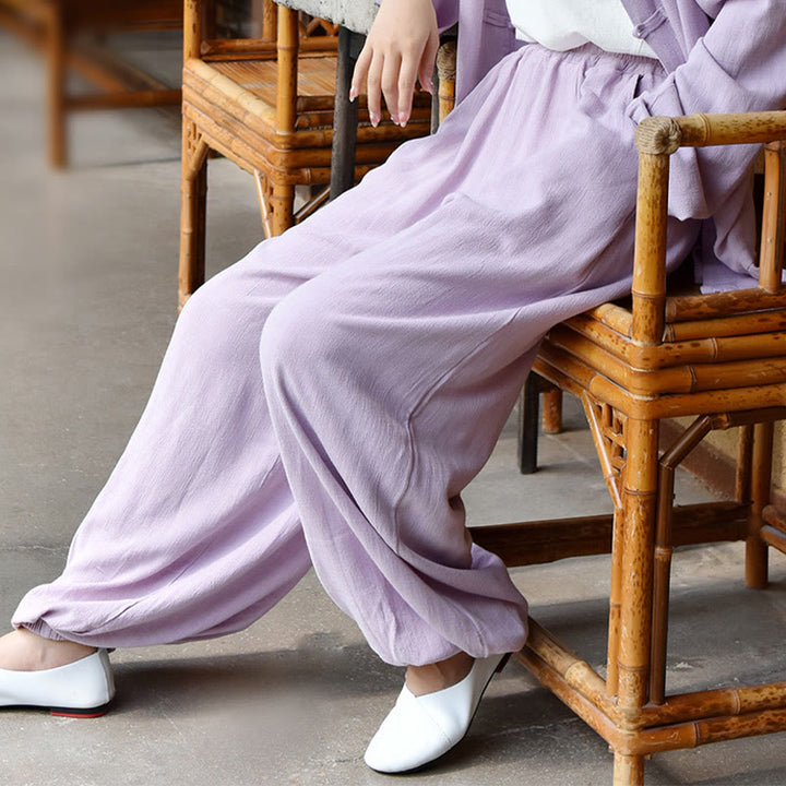 Buddha Stones Casual Plain Loose Women's Linen Pants With Pockets - image 26