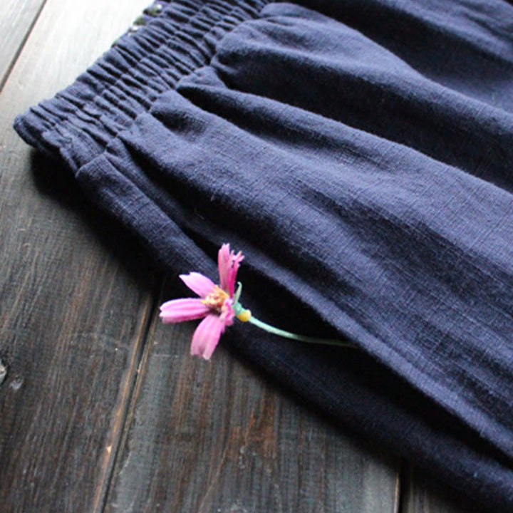 Buddha Stones Casual Plain Loose Women's Ramie Wide Leg Pants With Pockets - image 5