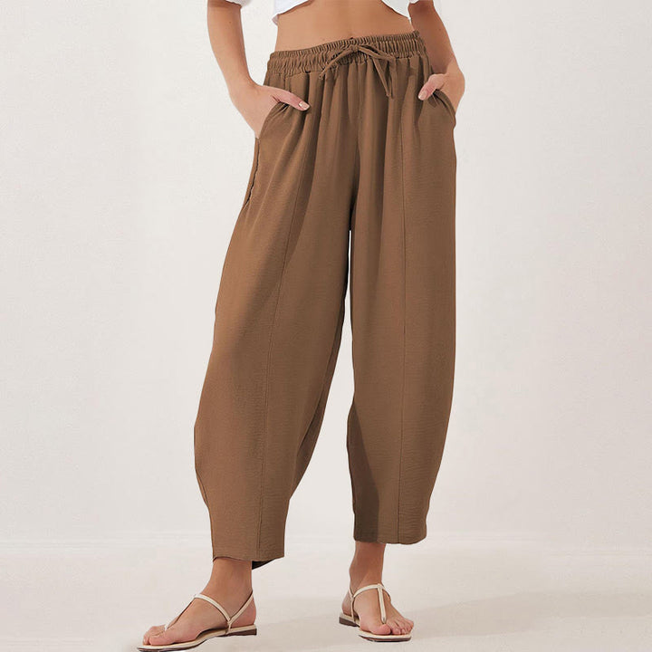 Buddha Stones Casual Plain Loose Drawstring Women's Polyester 7/8 Length Pants  With Pockets - Peru - US16，UK/AU20，EU48 (3XL) - image 21