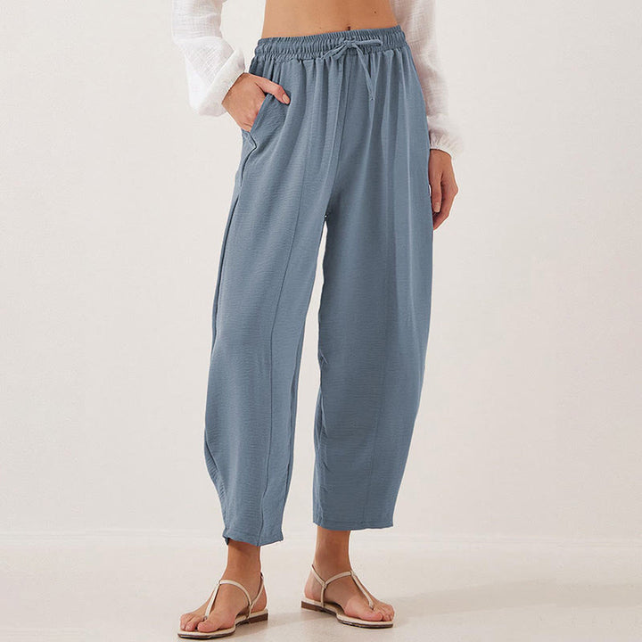 Buddha Stones Casual Plain Loose Drawstring Women's Polyester 7/8 Length Pants  With Pockets - LightSteelBlue - US16，UK/AU20，EU48 (3XL) - image 27