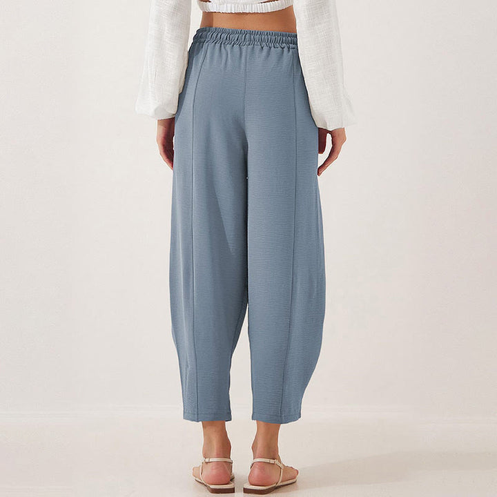 Buddha Stones Casual Plain Loose Drawstring Women's Polyester 7/8 Length Pants  With Pockets - image 28