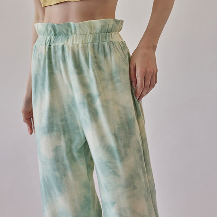 Buddha Stones Casual Trouser Leg Ties Ink Printing Women's Spandex Pants - image 15