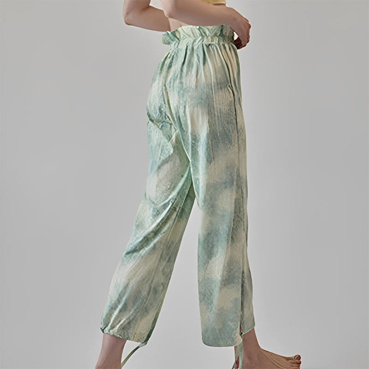 Buddha Stones Casual Trouser Leg Ties Ink Printing Women's Spandex Pants - image 14