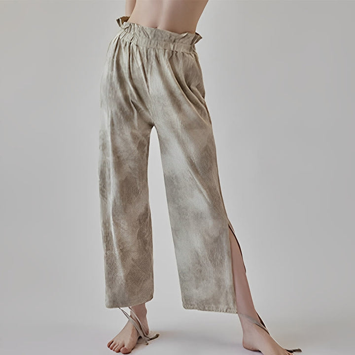 Buddha Stones Casual Trouser Leg Ties Ink Printing Women's Spandex Pants - Wheat - US6，UK/AU10，EU38 (XL) - image 7